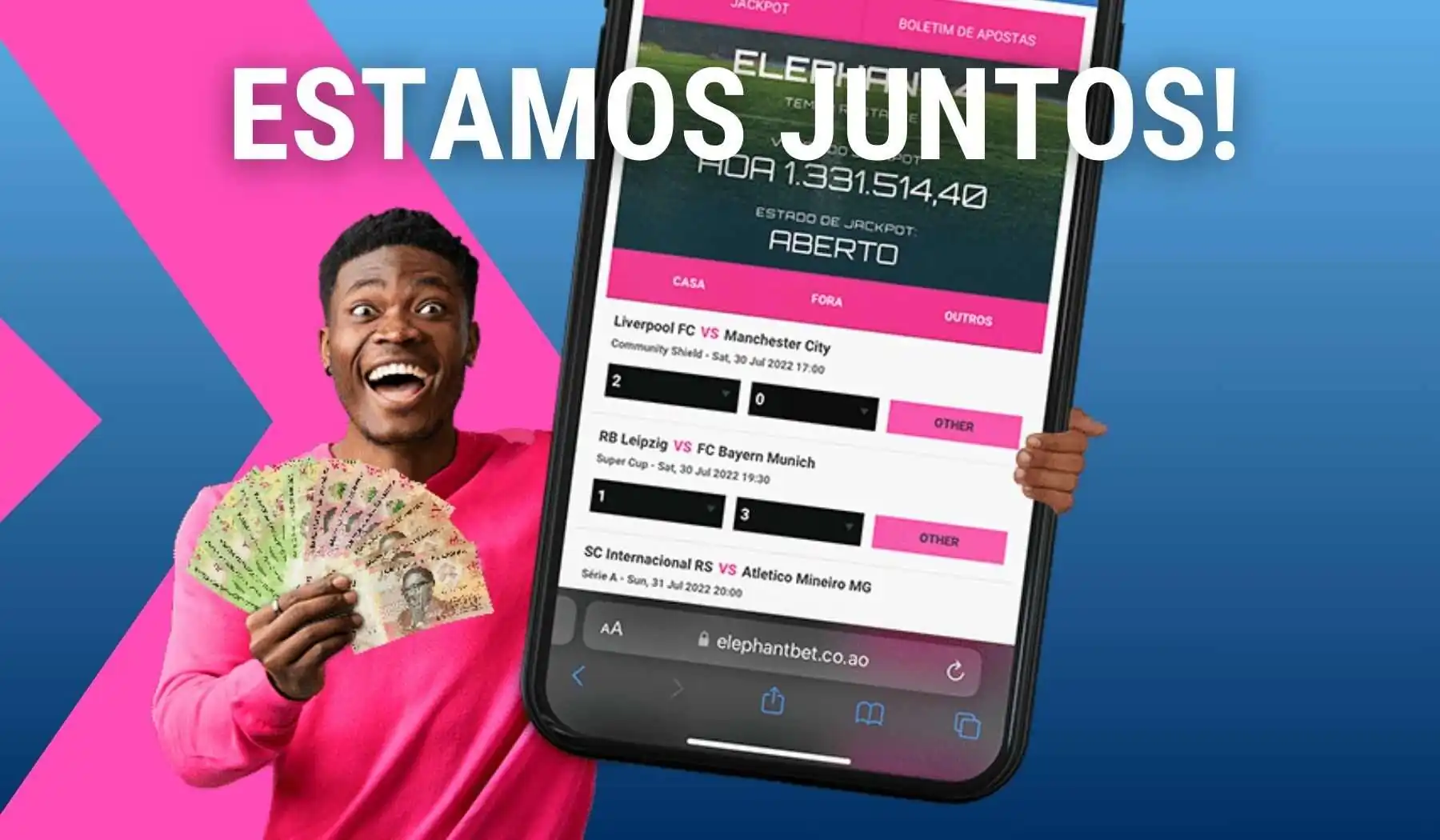 Estamos Juntos guia Elephant Bet Moçambique